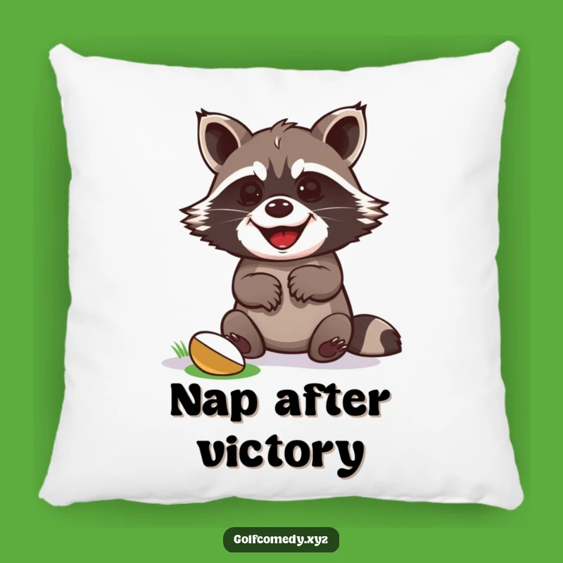 Comfy Funny Raccoon Golf Pillow - Soft & Celebratory Champion Accent Gift