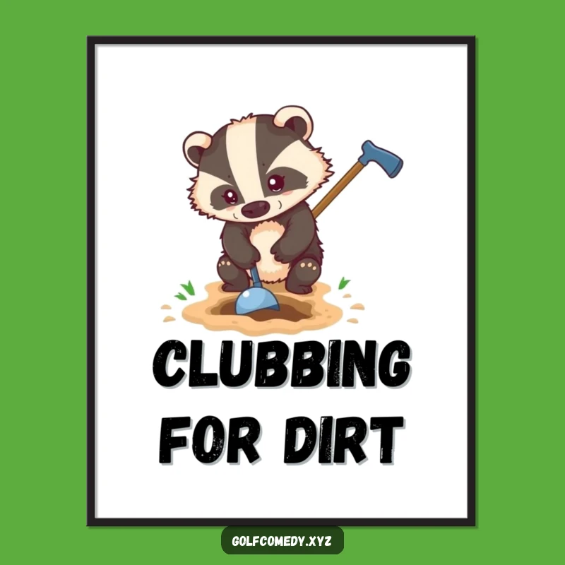 Funny Badger Golf Digital Art - Instant Gritty Golfer Download Gift