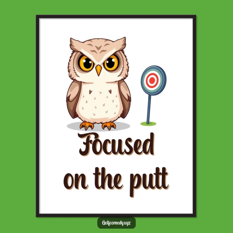 Funny Owl Digital Art Print: Confident Golfer, Instant Focused Decor, Perfect Funny Gift Download
