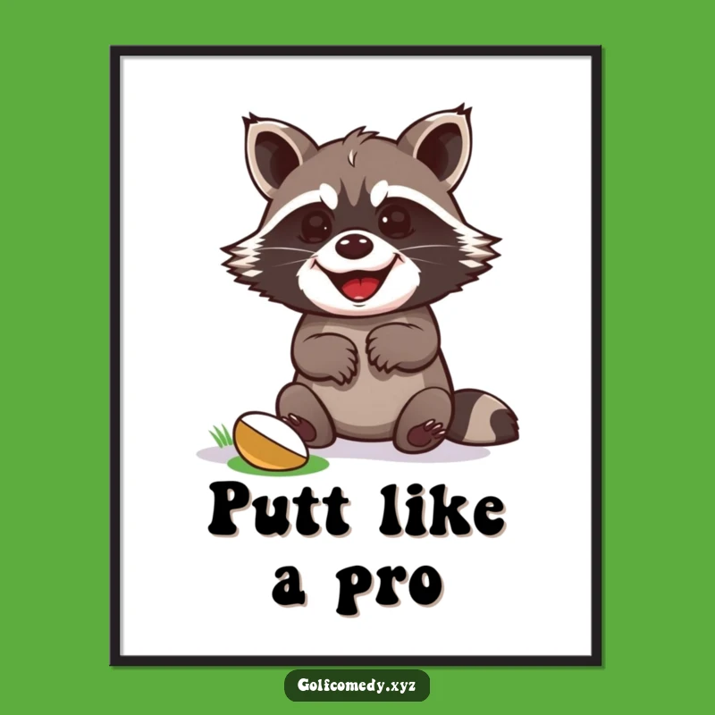 Funny Raccoon Golf Digital Art - Instant Victory Download Gift