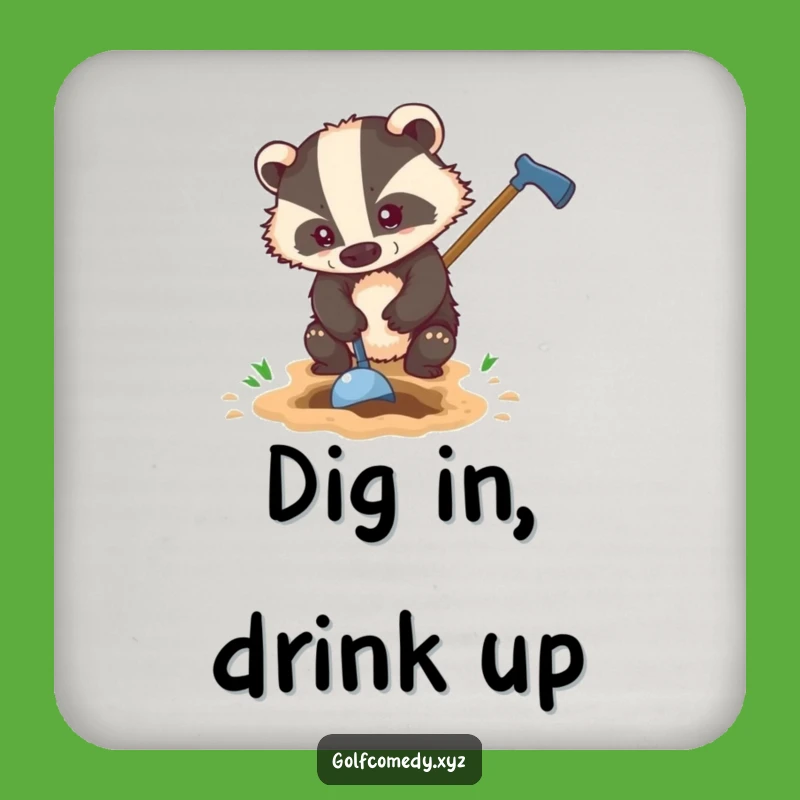 Funny Badger Golf Coaster Set - Protect Surfaces with Gritty Charm