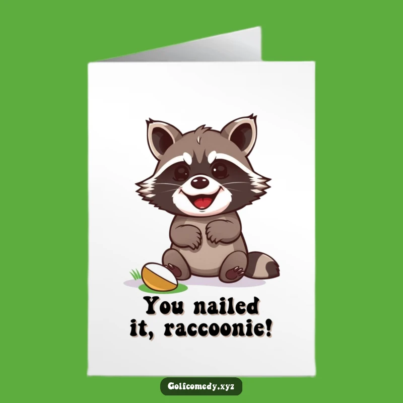 Free Printable Golf Card: Raccoon Victory Dance! Humorous Downloadable Congratulations Gift