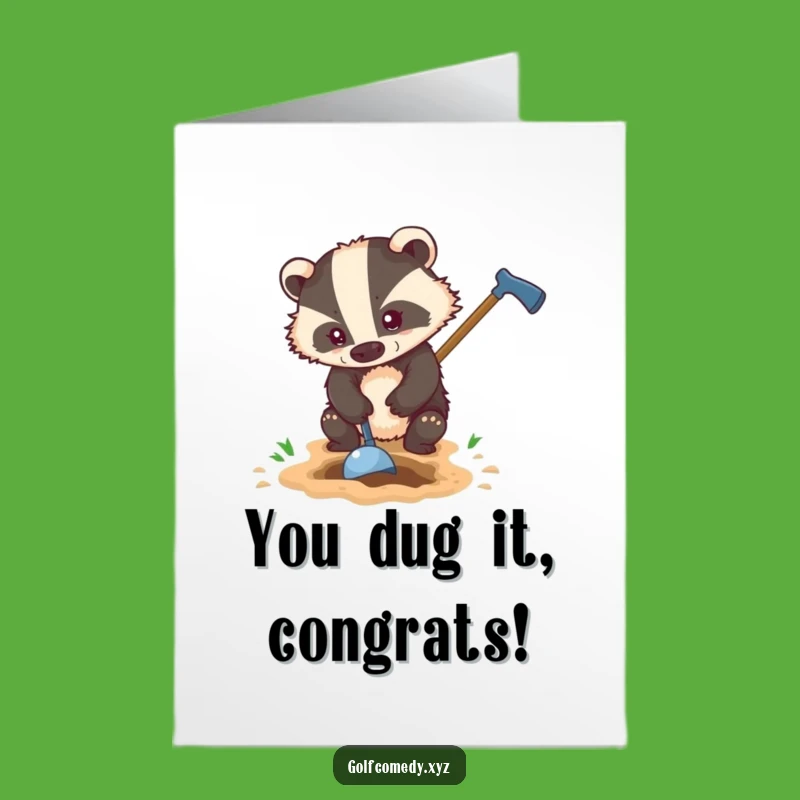 Free Printable Golf Card: Badger's Putt Success! Humorous Downloadable Congratulations Gift