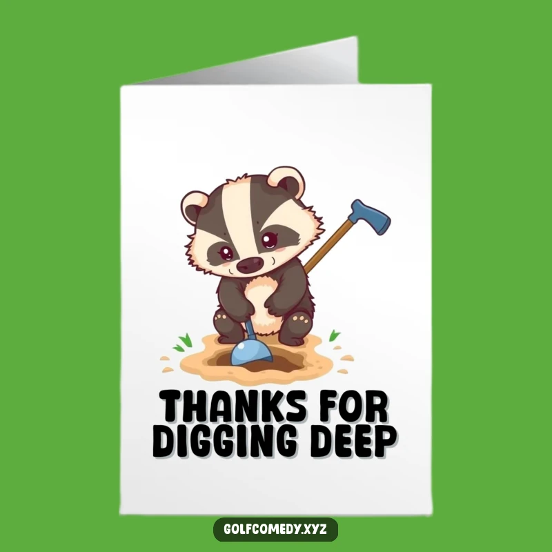 Free Printable Thank You Card: Badger's Golf Thanks! Humorous Downloadable Gift